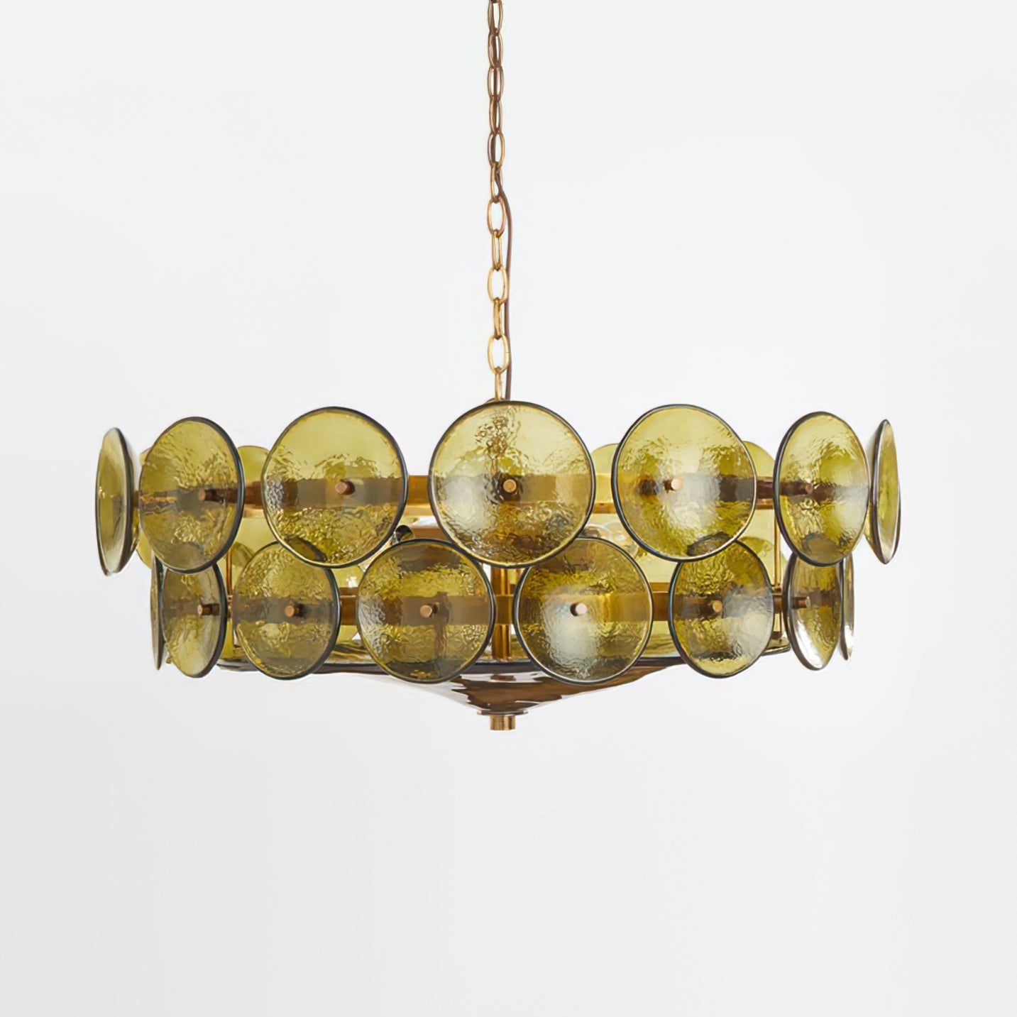 Solaris Disc Glass Chandelier - Modern Design, Adjustable Height, LED