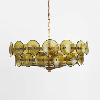 Solaris Disc Glass Chandelier - Modern Design, Adjustable Height, LED