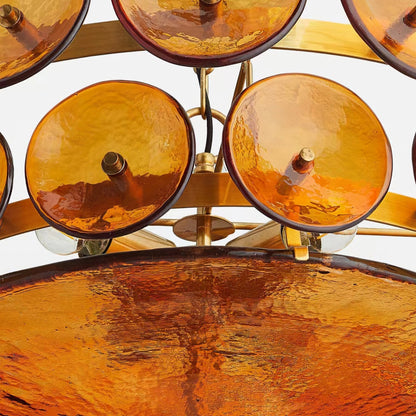 Solaris Disc Glass Chandelier - Modern Design, Adjustable Height, LED