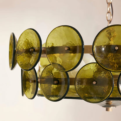 Solaris Disc Glass Chandelier - Modern Design, Adjustable Height, LED