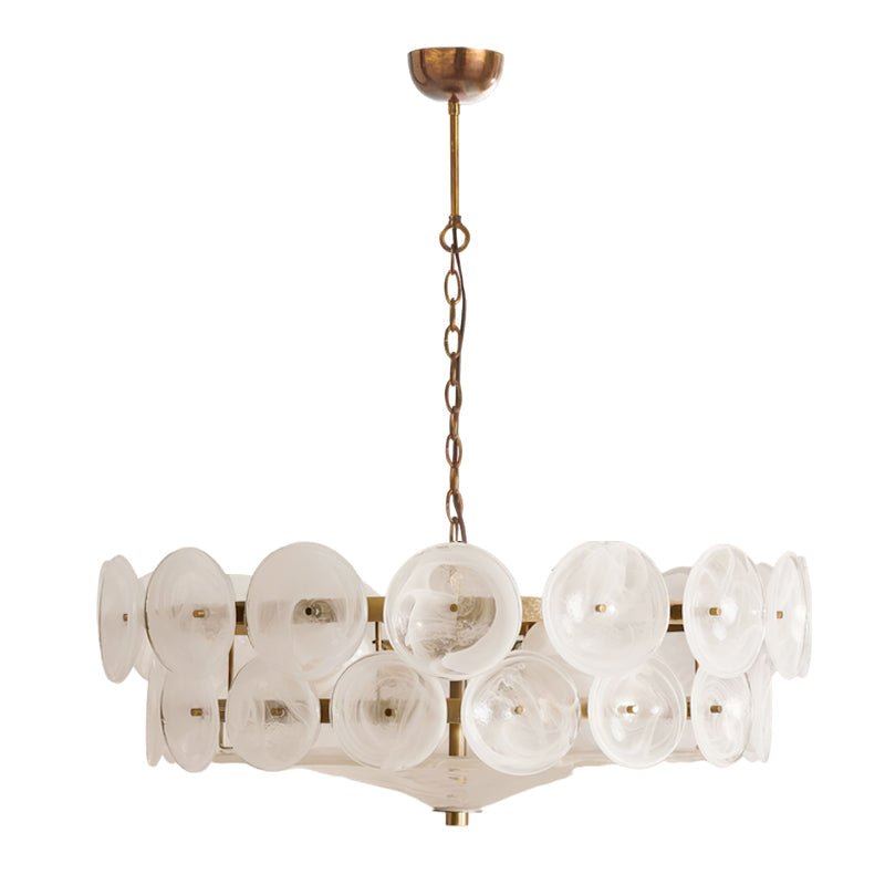 Solaris Disc Glass Chandelier - Modern Design, Adjustable Height, LED