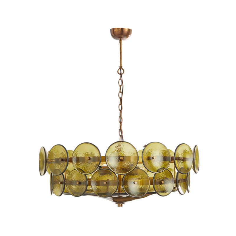 Solaris Disc Glass Chandelier - Modern Design, Adjustable Height, LED