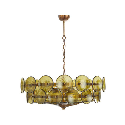 Solaris Disc Glass Chandelier - Modern Design, Adjustable Height, LED