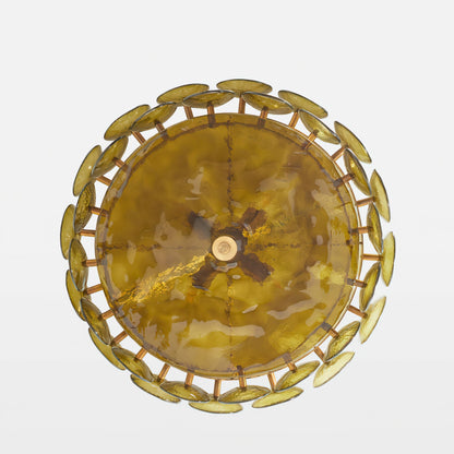 Solaris Disc Glass Chandelier - Modern Design, Adjustable Height, LED