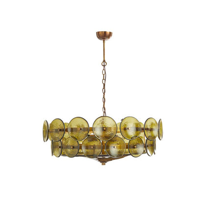 Solaris Disc Glass Chandelier - Modern Design, Adjustable Height, LED