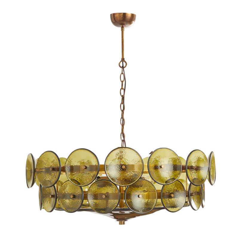 Solaris Disc Glass Chandelier - Modern Design, Adjustable Height, LED