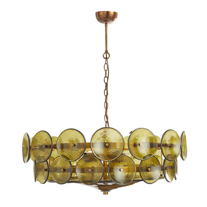 Solaris Disc Glass Chandelier - Modern Design, Adjustable Height, LED