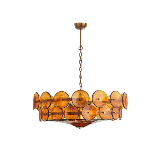 Solaris Disc Glass Chandelier - Modern Design, Adjustable Height, LED