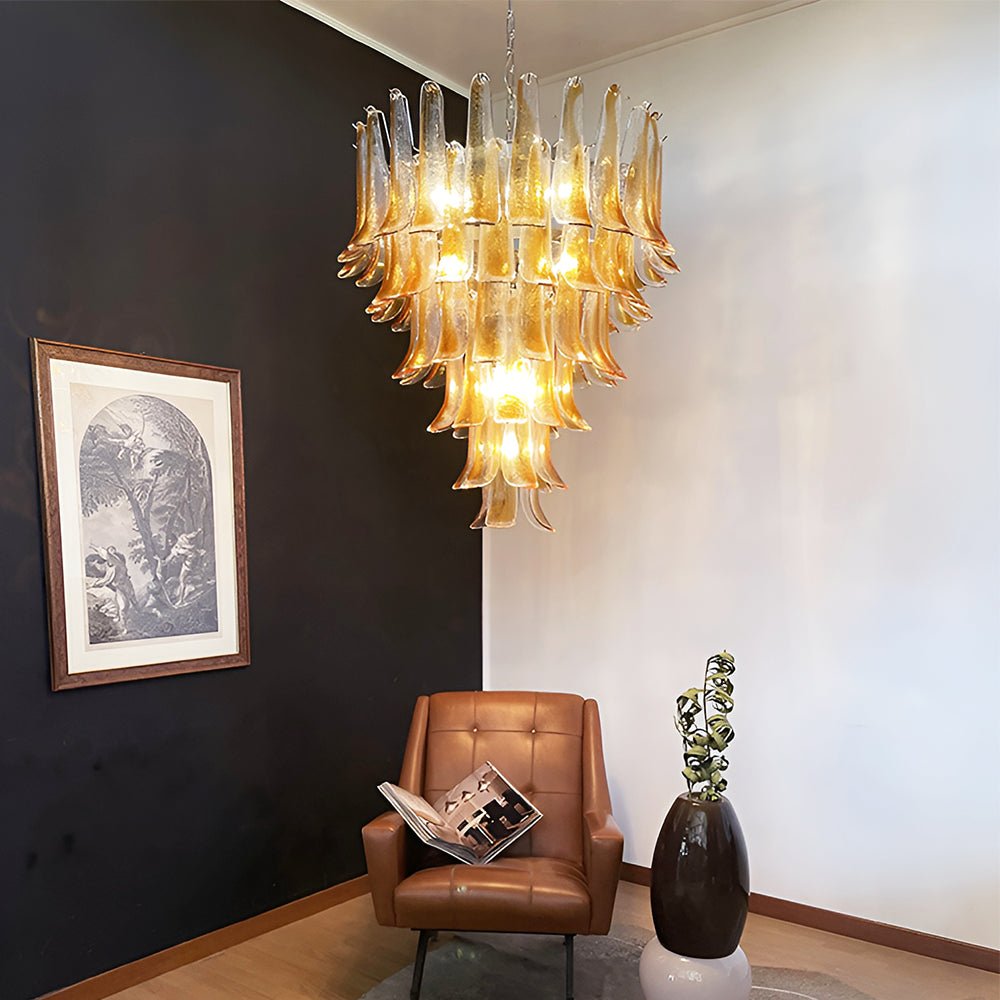 Elegant Solenne Glass Chandelier with Adjustable Height & Dimmable Lig