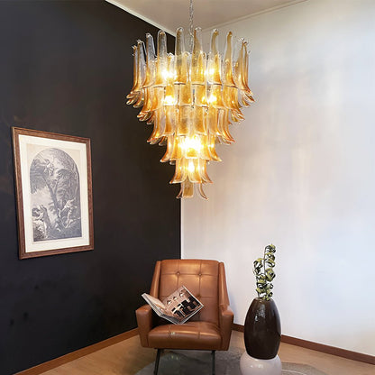 Elegant Solenne Glass Chandelier with Adjustable Height & Dimmable Lig
