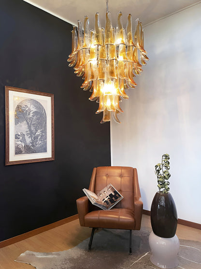 Elegant Solenne Glass Chandelier with Adjustable Height & Dimmable Lig