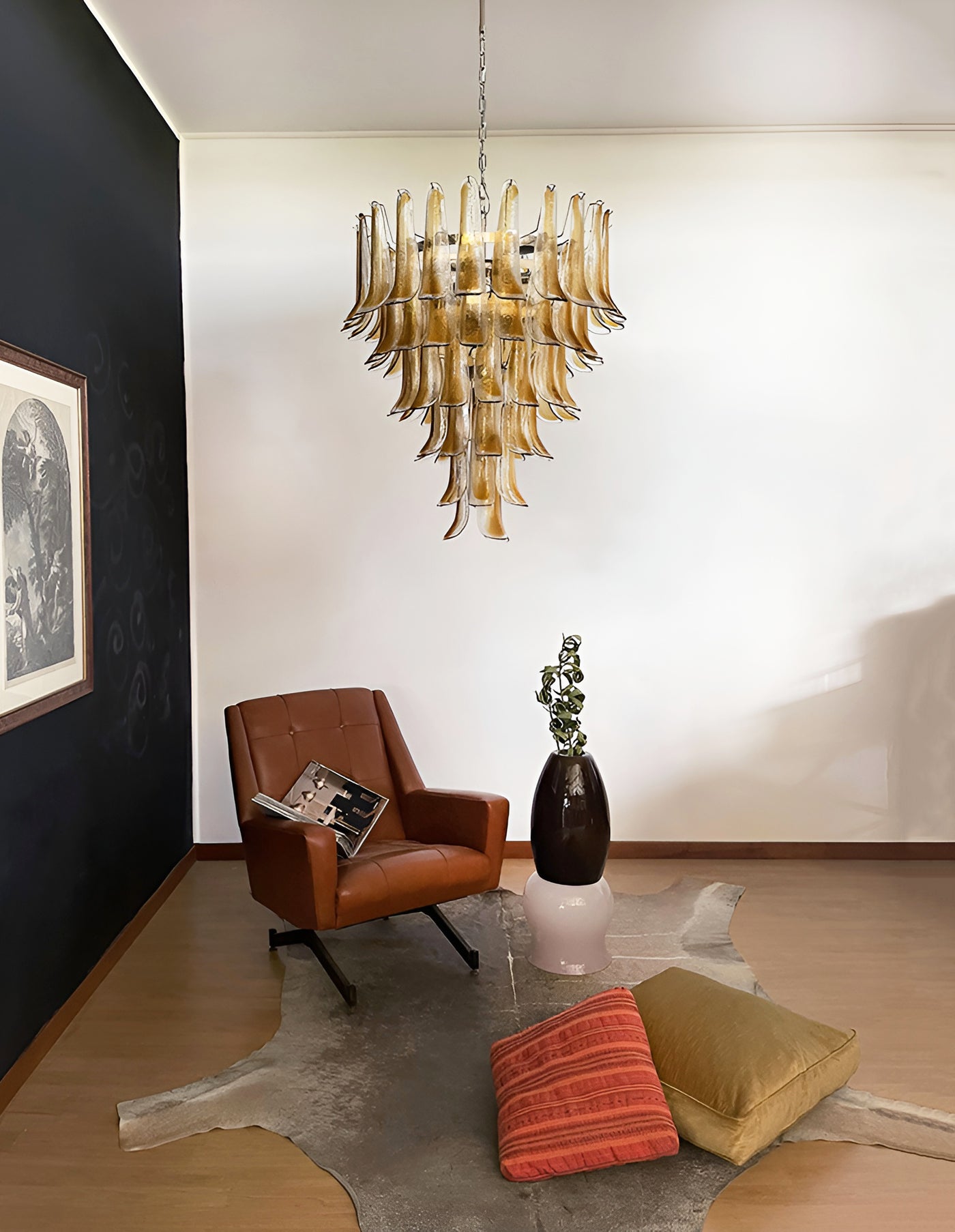 Elegant Solenne Glass Chandelier with Adjustable Height & Dimmable Lig