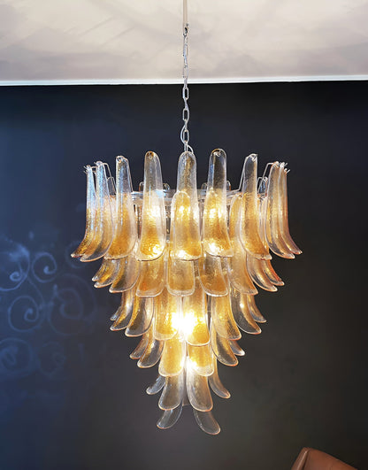 Elegant Solenne Glass Chandelier with Adjustable Height & Dimmable Lig