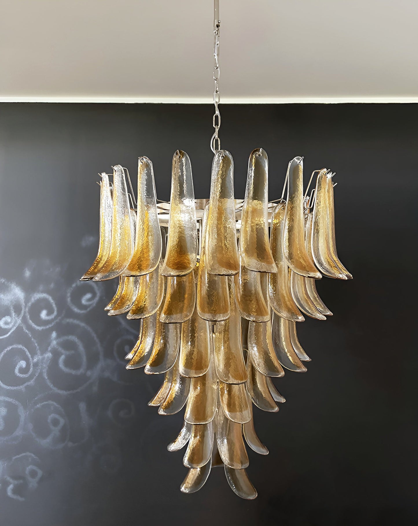 Elegant Solenne Glass Chandelier with Adjustable Height & Dimmable Lig