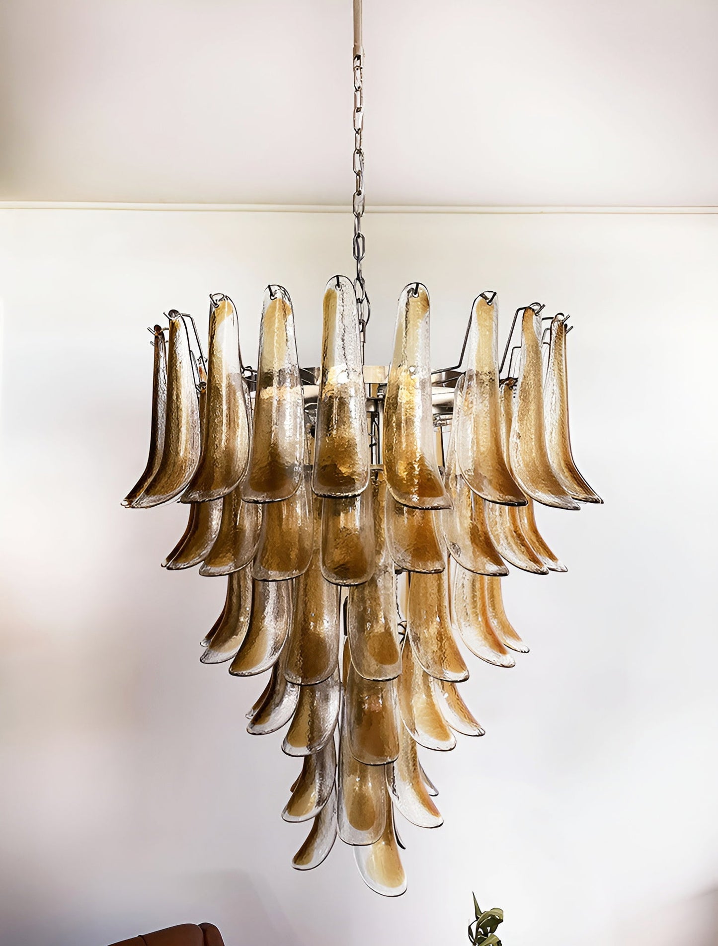 Elegant Solenne Glass Chandelier with Adjustable Height & Dimmable Lig