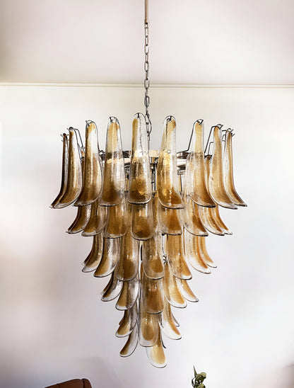 Elegant Solenne Glass Chandelier with Adjustable Height & Dimmable Lig