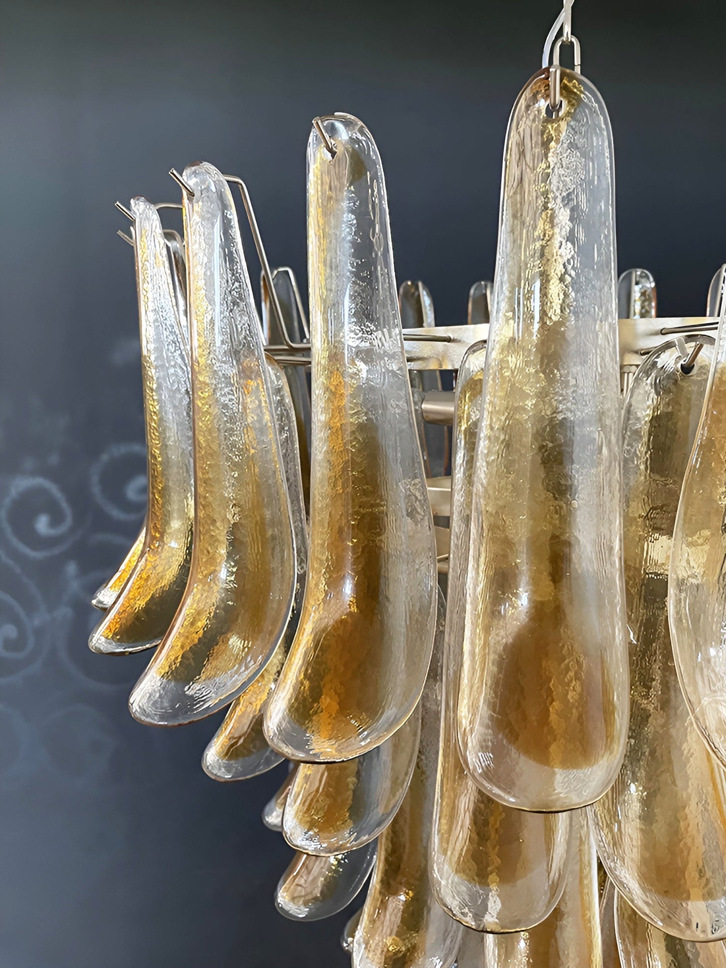 Elegant Solenne Glass Chandelier with Adjustable Height & Dimmable Lig
