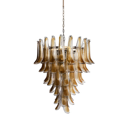 Elegant Solenne Glass Chandelier with Adjustable Height & Dimmable Lig