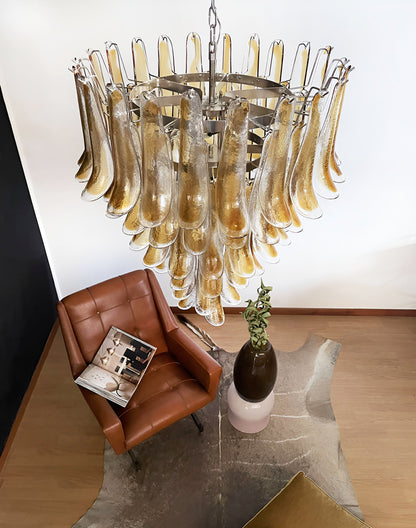Elegant Solenne Glass Chandelier with Adjustable Height & Dimmable Lig