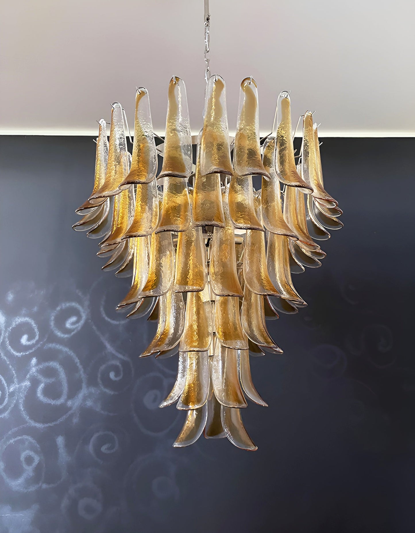 Elegant Solenne Glass Chandelier with Adjustable Height & Dimmable Lig