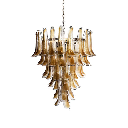 Elegant Solenne Glass Chandelier with Adjustable Height & Dimmable Lig