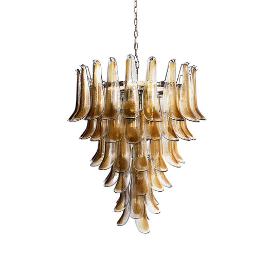 Elegant Solenne Glass Chandelier with Adjustable Height & Dimmable Lig
