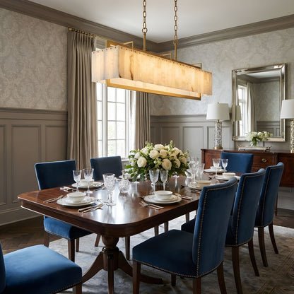 Solstice Alabaster Chandelier - Elegant Design, Adjustable Height