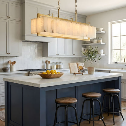 Solstice Alabaster Chandelier - Elegant Design, Adjustable Height