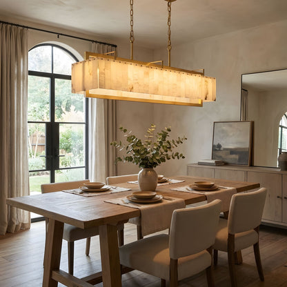 Solstice Alabaster Chandelier - Elegant Design, Adjustable Height