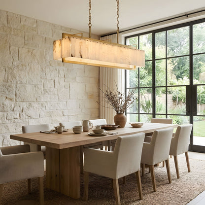 Solstice Alabaster Chandelier - Elegant Design, Adjustable Height