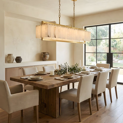 Solstice Alabaster Chandelier - Elegant Design, Adjustable Height