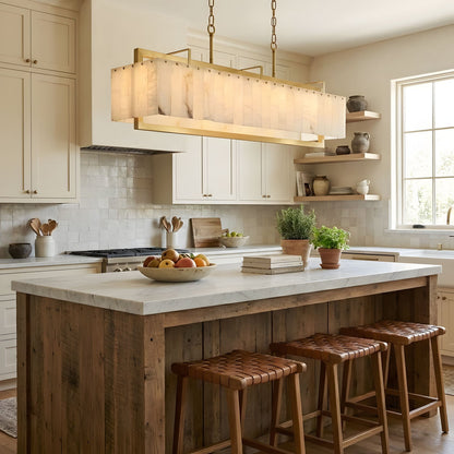 Solstice Alabaster Chandelier - Elegant Design, Adjustable Height