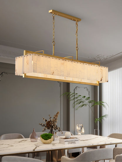Solstice Alabaster Chandelier - Elegant Design, Adjustable Height