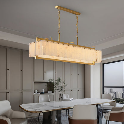 Solstice Alabaster Chandelier - Elegant Design, Adjustable Height