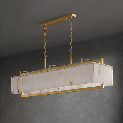 Solstice Alabaster Chandelier - Elegant Design, Adjustable Height