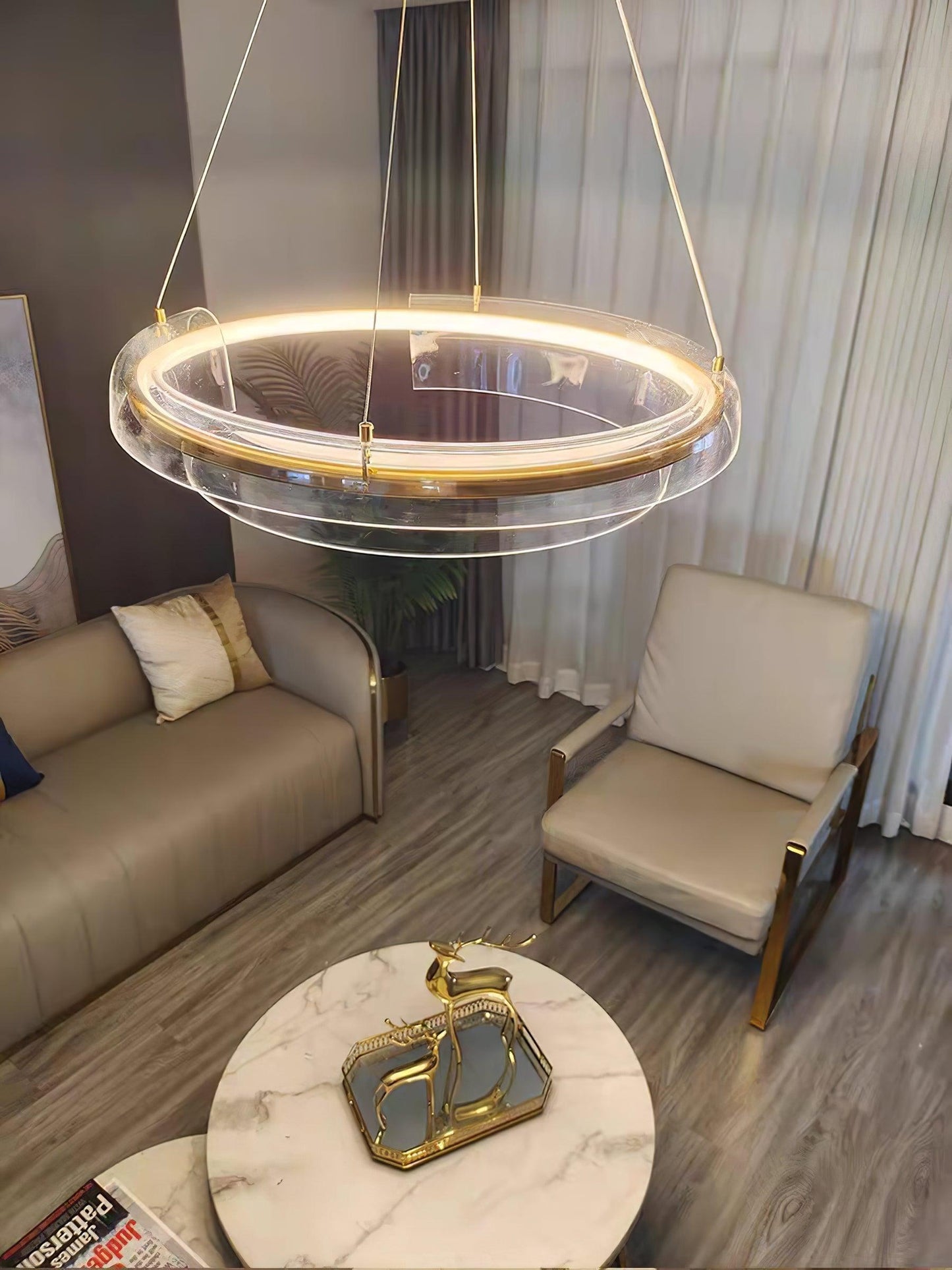 Solstice Modern LED Chandelier with Dimmable Brightness & Sleek Design