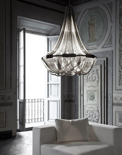 Tassel Aluminum Chain Chandelier - Adjustable Height, Modern Design