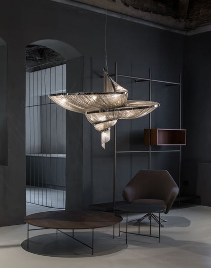 Spiral Elegance Chain Chandelier - Modern Design with Dimmable LEDs