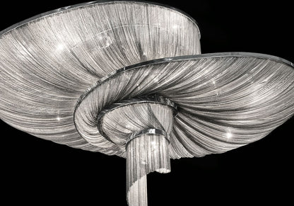 Spiral Elegance Chain Chandelier - Modern Design with Dimmable LEDs