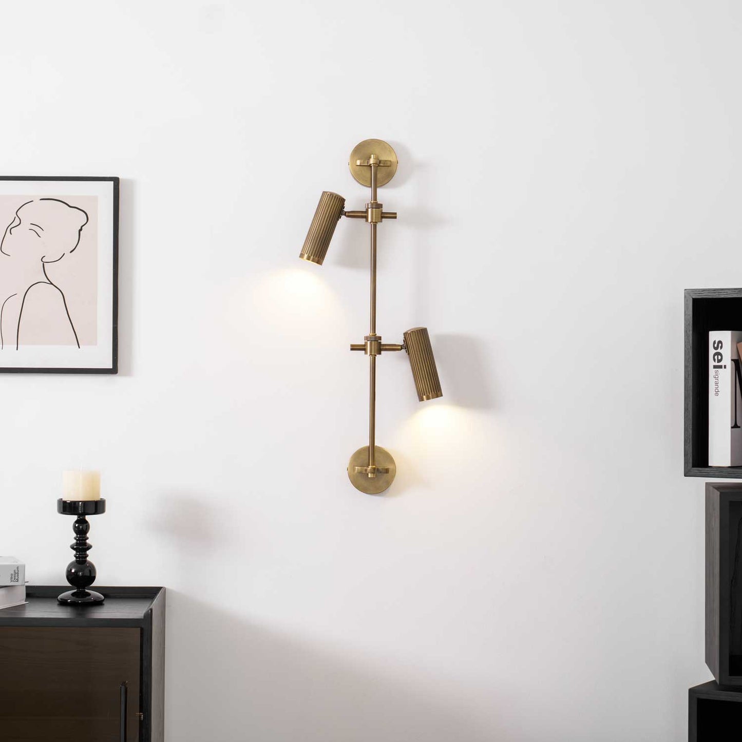Adjustable Spot Rail Wall Light with LED Bulbs and Rotatable Head