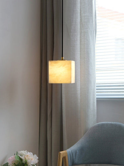 Square Alabaster Staircase Chandelier - Elegant Design, Adjustable Hei