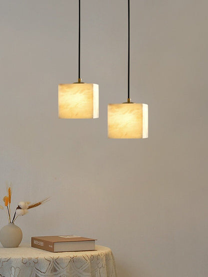 Square Alabaster Staircase Chandelier - Elegant Design, Adjustable Hei