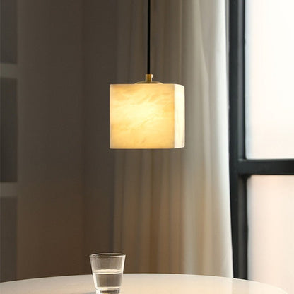 Square Alabaster Staircase Chandelier - Elegant Design, Adjustable Hei