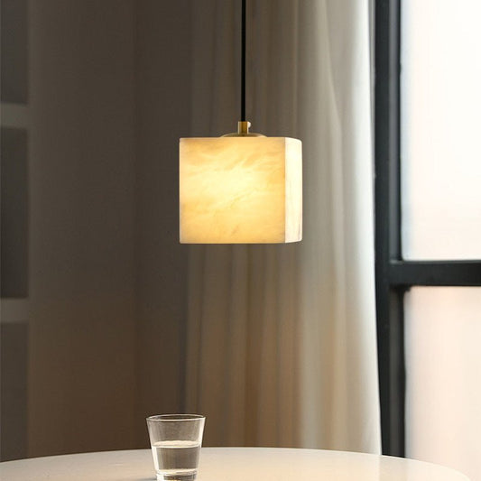 Square Alabaster Staircase Chandelier - Elegant Design, Adjustable Hei