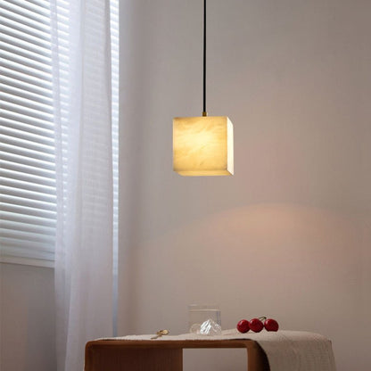 Square Alabaster Staircase Chandelier - Elegant Design, Adjustable Hei