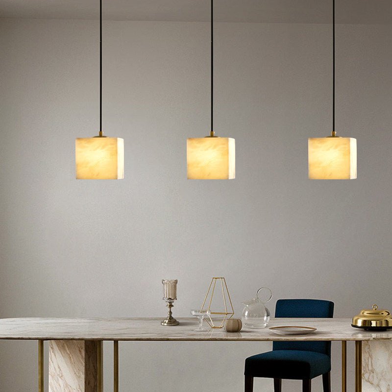 Square Alabaster Staircase Chandelier - Elegant Design, Adjustable Hei