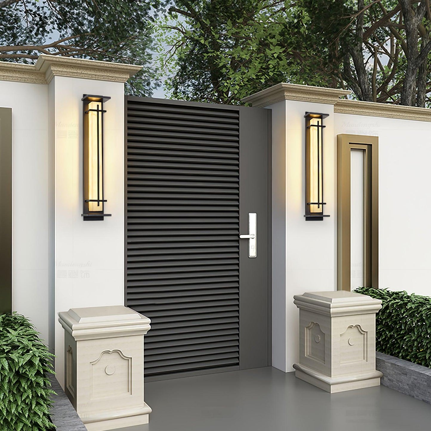 Square Outdoor Alabaster Wall Light - Weather-Resistant, Energy-Effici