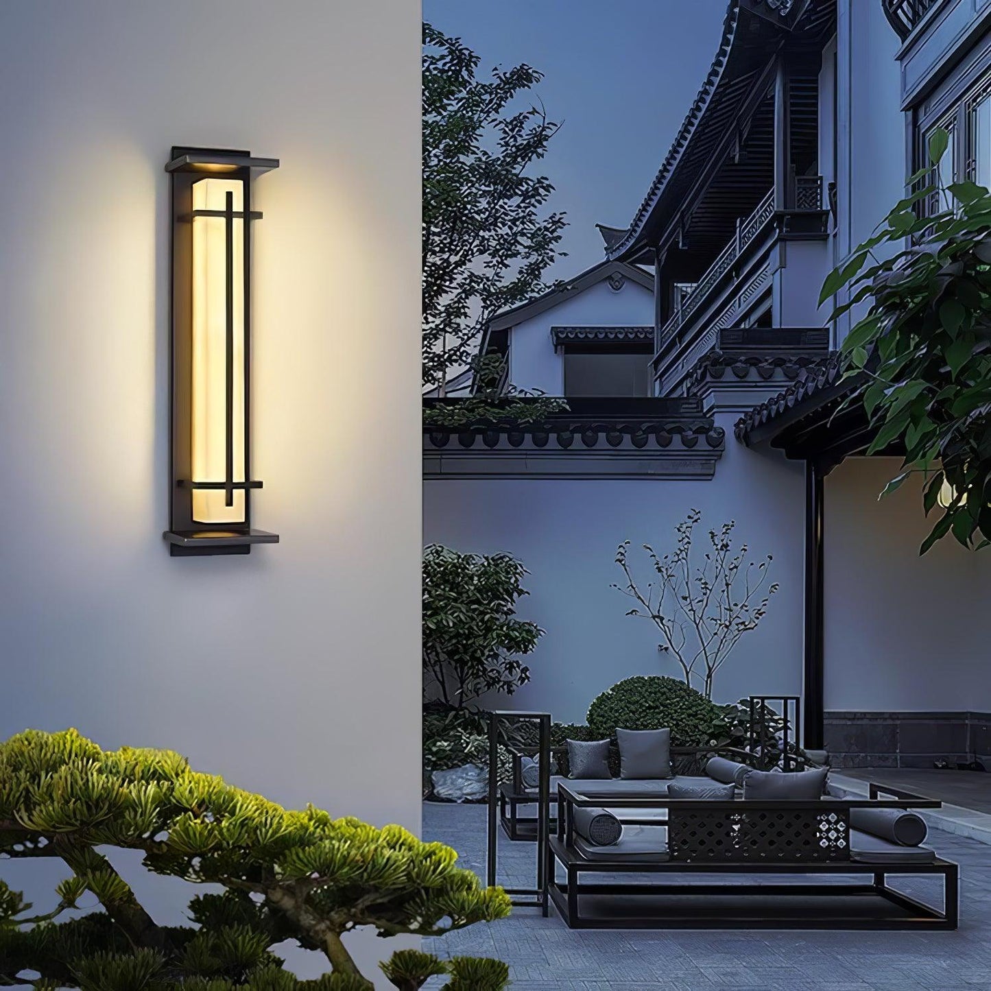Square Outdoor Alabaster Wall Light - Weather-Resistant, Energy-Effici