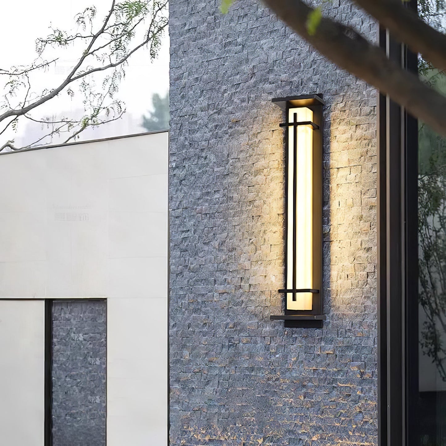 Square Outdoor Alabaster Wall Light - Weather-Resistant, Energy-Effici