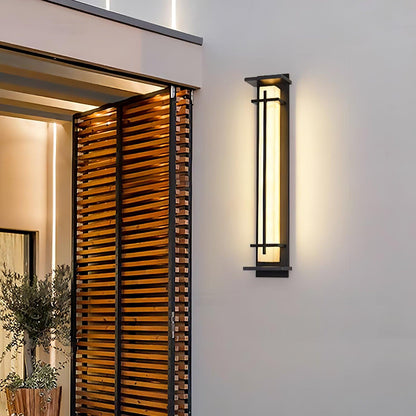 Square Outdoor Alabaster Wall Light - Weather-Resistant, Energy-Effici